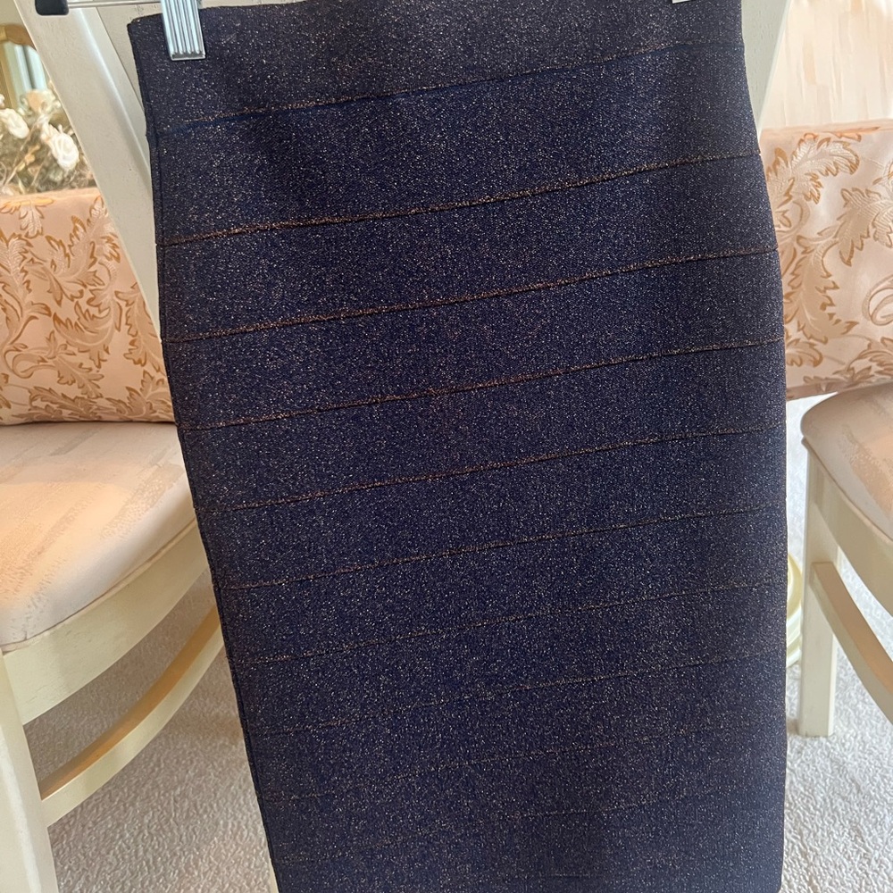 BCBGMaxAzria Shimmering Dark Blue Pencil Skirt